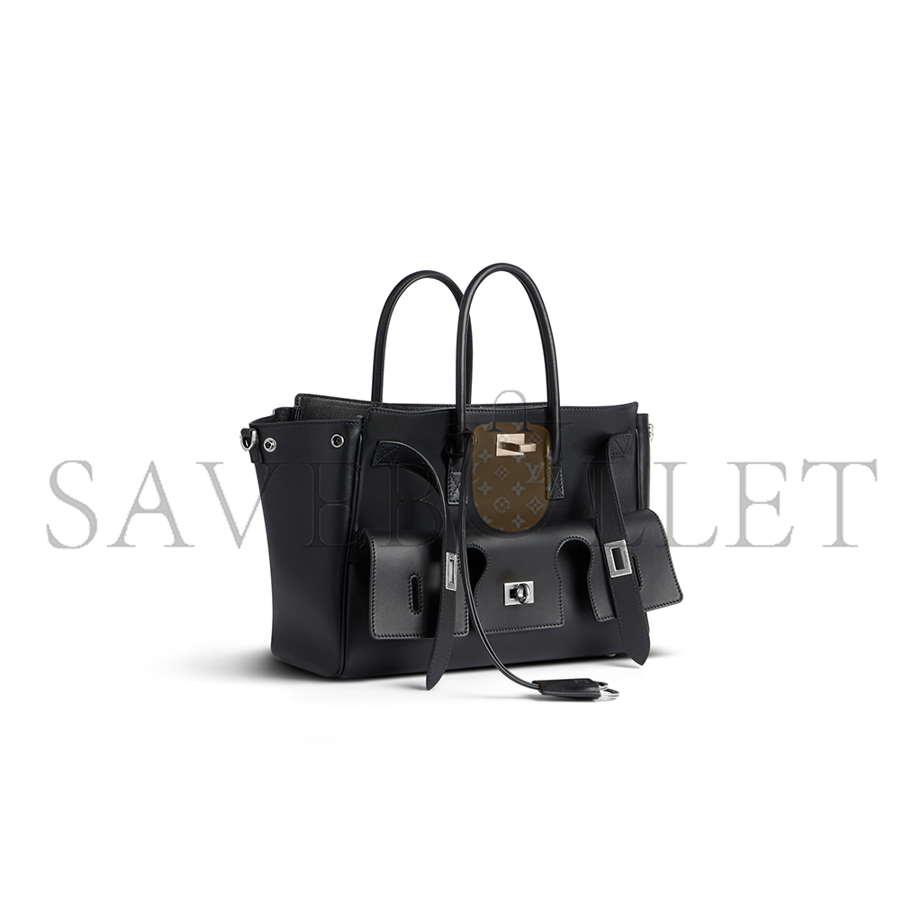 BALENCIAGA WOMEN'S BEL AIR SMALL CARRY ALL BAG IN BLACK 8125452ABAW1000 (29.5*20.3*11.9cm)